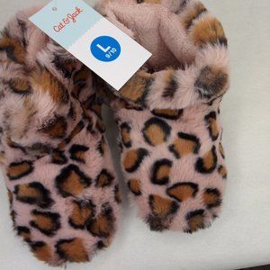GIRLS PINK LEOPARD BOOTIE PLUSH SLIPPERS, NWT,
